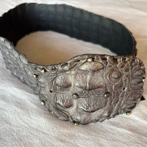 NWT Henry Beguelin Waist Dorso Cocco Fumo Crocodile Belt